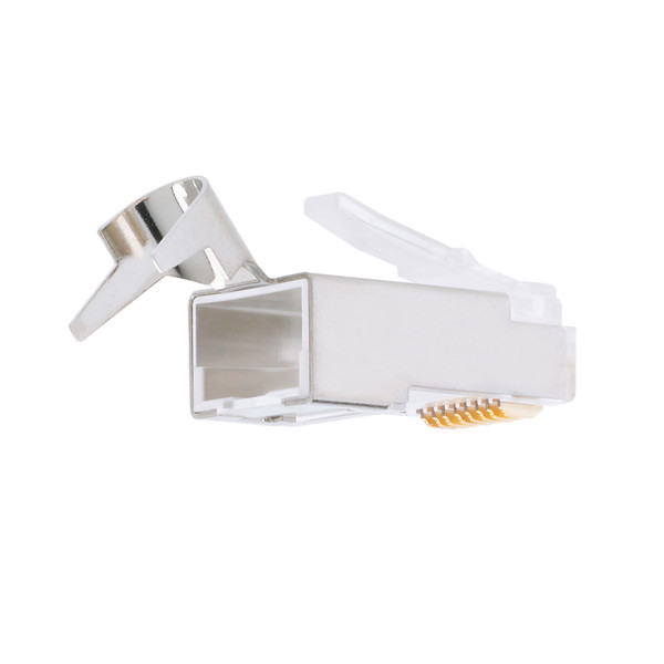 10G RJ45 CAT6A Modular Plug, 8P8C, Shielded with External Ground, Round Solid Cable - 100pcs in Bulk Bag - 106190