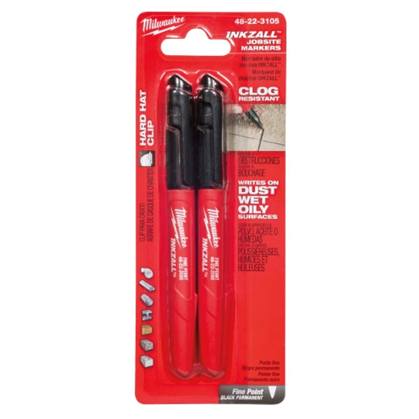 2Pk Fine Pt Black Inkzall Markers - 48-22-3105