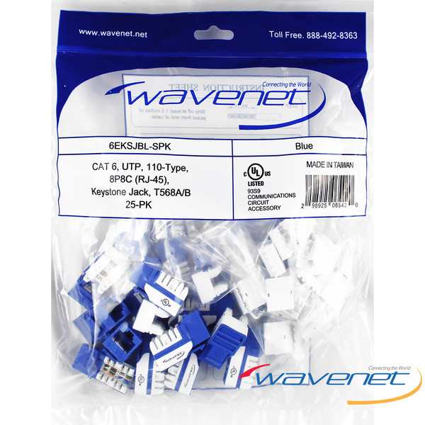 CAT6 Keystone Jacks - Blue 25PK - 6EKSJBL-SPK
