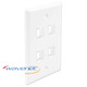 4-PORT SINGLE GANG FLUSH STYLE FACEPLATE - FP04PWH 4-PORT SINGLE GANG FLUSH STYLE FACEPLATE - FP04PWH