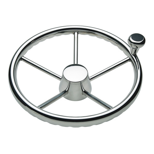 Schmitt Marine 170 Finger Grip Destroyer 5-Spoke 13.5" Stainless Steel Cap 3\/4" Tapered Shaft w\/Knob [1731321FGK-R]