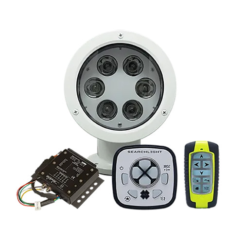 ACR RCL-50 LED White Searchlight w\/URP-103 Wired Point Pad, URC-104 Master Controller  URC-103 Wireless Handheld Remote [1980]