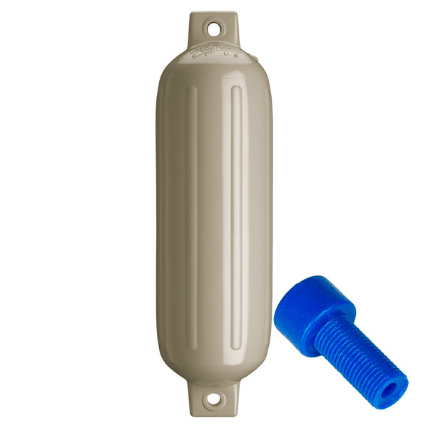 Polyform G-4 Twin Eye Fender 6.5" x 22" - Sand w\/Adapter  [G-4 SAND W\/AIR ADAPTER]