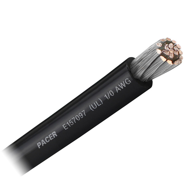 Pacer Black 1\/0 AWG Battery Cable - Sold By The Foot  [WUL1\/0BK-FT]