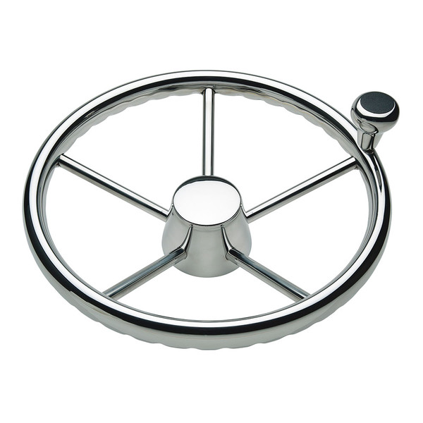 Schmitt Marine 170 Finger Grip Destroyer 5-Spoke 15.5" Stainless Steel Cap 3\/4" Tapered Shaft w\/Knob [1731521FGK-R]