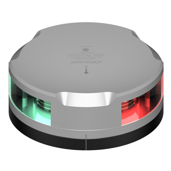 Lopolight Tri-Color Nav Light - 1NM - Silver Housing w\/FB Base [101-005-FB]