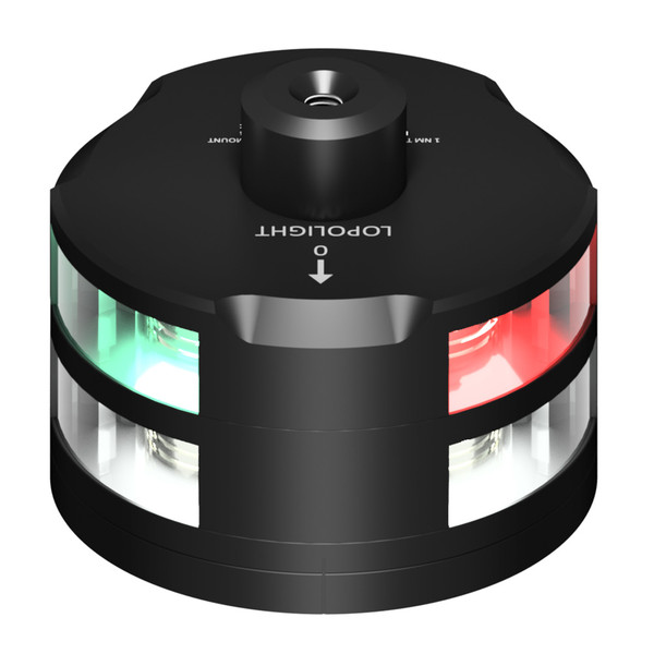 Lopolight Tri-Color Anchor Light w\/Windex Mount - 1NM - Black Housing w\/FB Base [101-009W-FB-B]