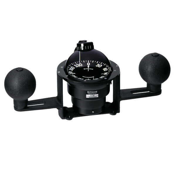 Ritchie YB-600 Globemaster Steel Boat Compass w\/5 Card - 12V - Yoke Mounted - Black [YB-600]