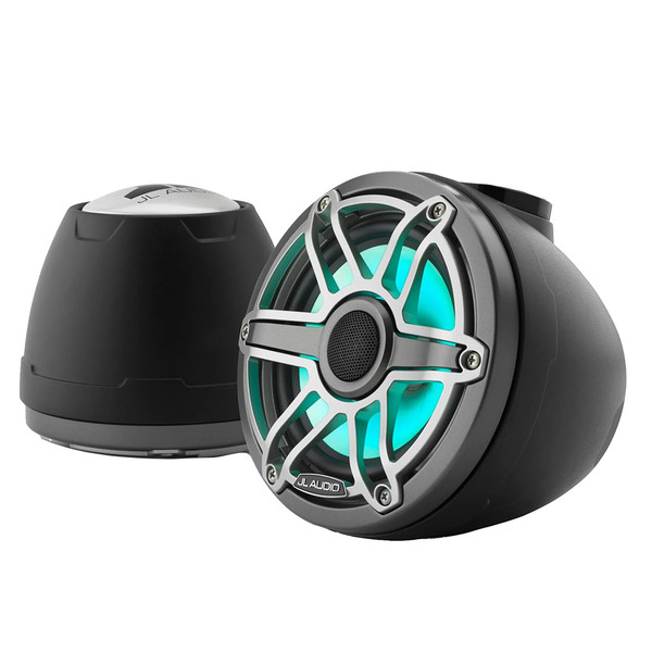 JL Audio M6 VeX Series 6.5" Enclosed Coaxial Speakers w\/RGB LED Lighting  Titanium Sports Grilles - M6-650VEX-Mb-S-GmTi-i [010-03261-00]