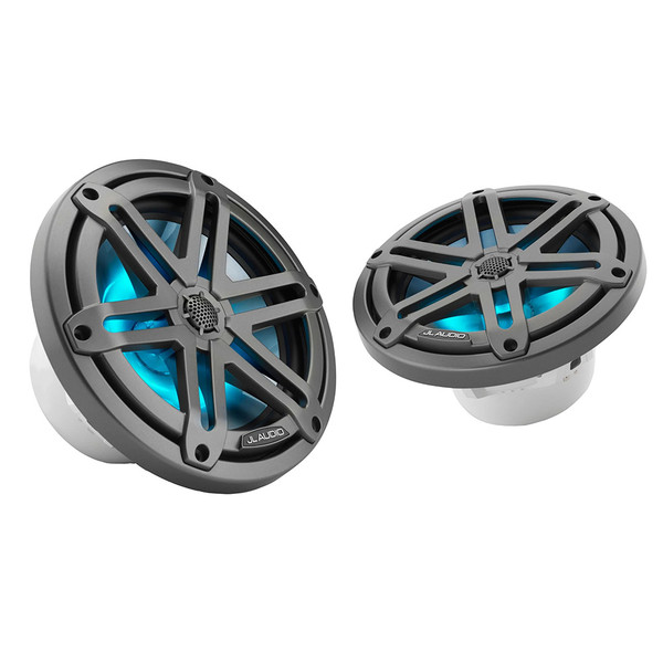 JL Audio M3 Series 7.7" Marine Coaxial Speakers w\/Grey Metallic Sport Grilles w\/RGB LED Lighting - M3-770X-S-Gm-i [010-03067-00]