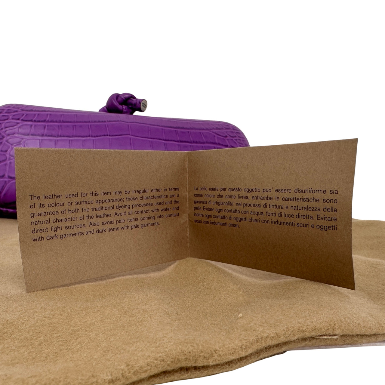 Bottega Veneta Purple Stretch Knot Clutch at Secondi Consignment