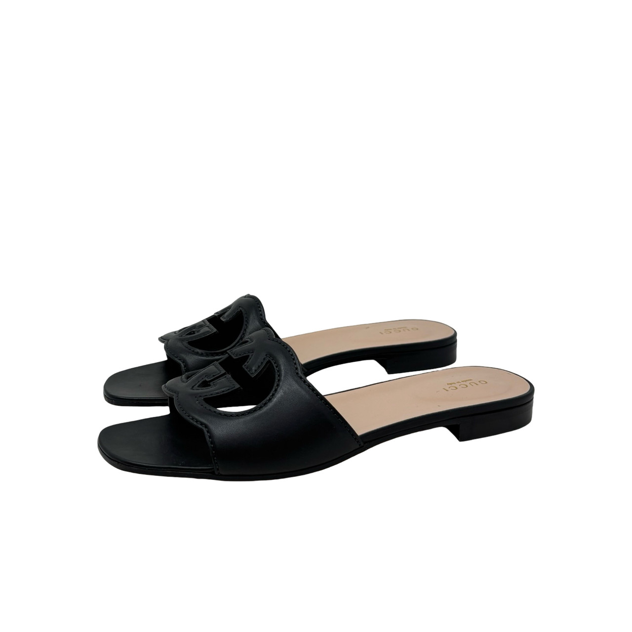 Gucci Interlocking G Sandal Black Flats