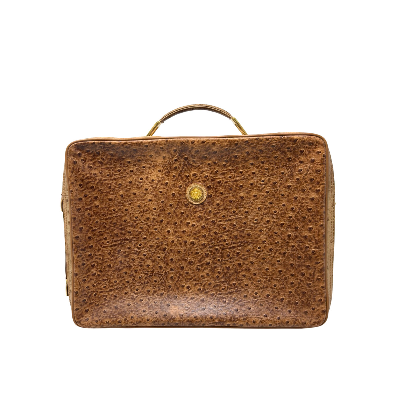 Balmain Brown Ostrich Leather Briefcase