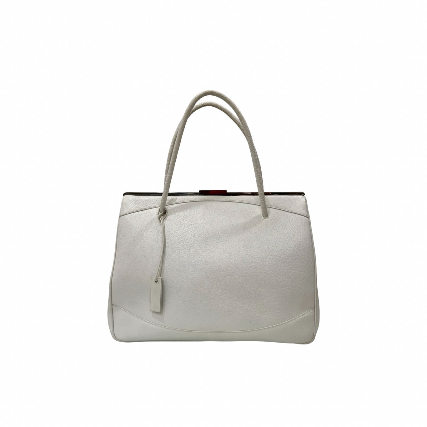 Gucci White Large Square Double Handle