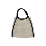 Max Mara Cream Woven with Black Leather Purse