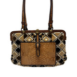 Bottega Veneta Velvet & Reptile Shoulder Bag