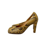 Bottega Tan and Brown Snakeskin Shoes