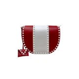 Valentino Garavani Red & White Free Rockstud Saddle Bag