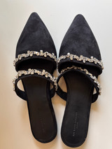 Private Listing  The White Company Black Suede Rhinestone Mules