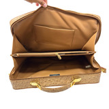 Balmain Brown Ostrich Leather Briefcase