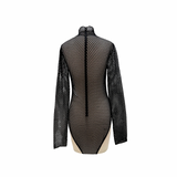 Givency Black Mesh Turtleneck Longsleeve Zip Up Bodysuit