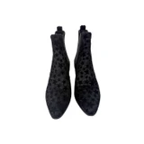 Yves Saint Laurent Black Glitter Graphic Fur Star Boots