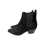 Yves Saint Laurent Black Glitter Graphic Fur Star Boots