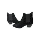 Yves Saint Laurent Black Glitter Graphic Fur Star Boots