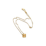 Van Cleep & Arpels 18k Gold Guiloche Clover Necklace
