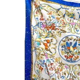 Hermes "Pierres d'Orient et d' Occident" Blue, White, Gold Scarf