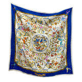 Hermes "Pierres d'Orient et d' Occident" Blue, White, Gold Scarf