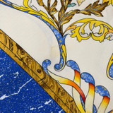 Hermes "Pierres d'Orient et d' Occident" Blue, White, Gold Scarf