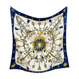 Hermes "Les Cles" Navy, White, Gold Scarf