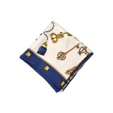 Hermes "Les Cles" Navy, White, Gold Scarf