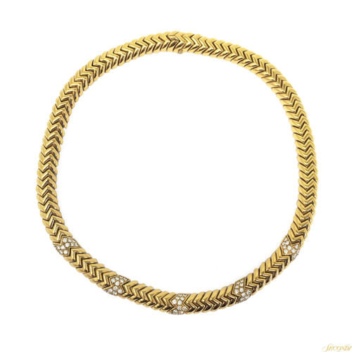 Bulgari Spiga Gold and Diamond Necklace
