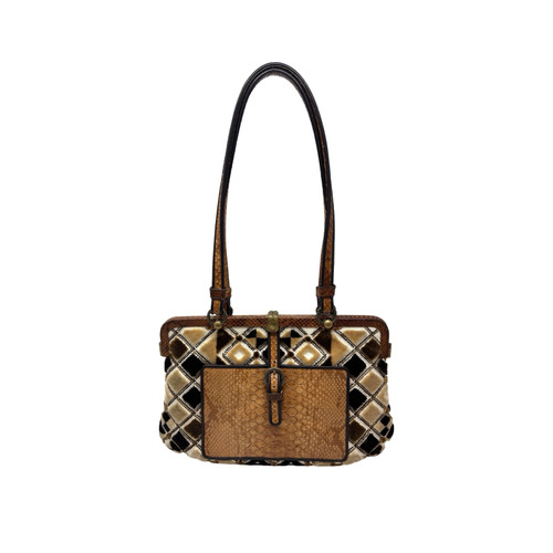Bottega Veneta Velvet & Reptile Shoulder Bag