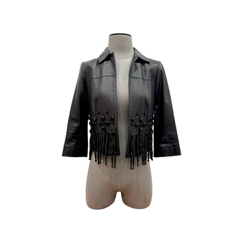 Worth Beaded Black Fringe Jacket
