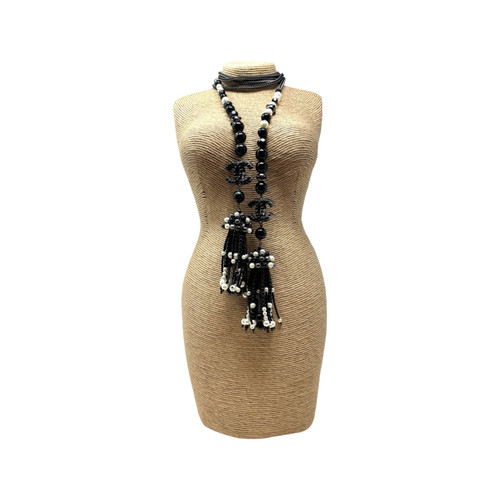 Chanel Black & Pearl Beaded Necklace