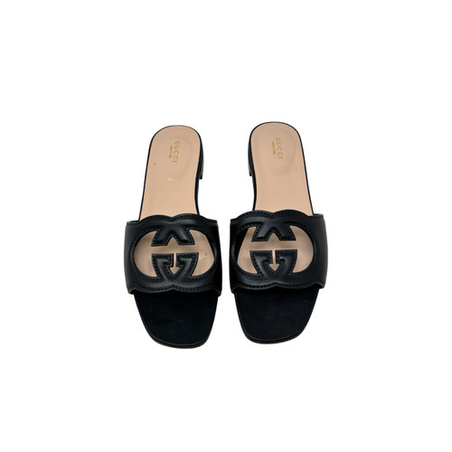 Gucci Interlocking G Sandal Black Flats
