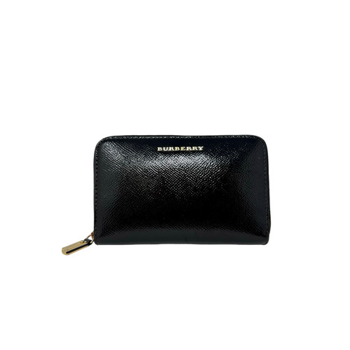 Burberry Black Zip Around Pat-Leather Wallet
