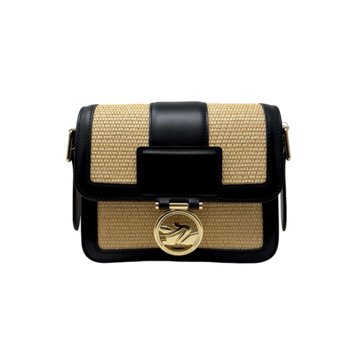 Longchamp Box-Trot Raffia & Leather Crossbody Bag