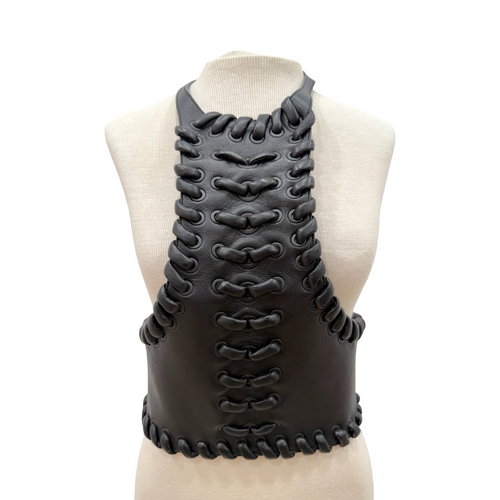 Fendi SS16 Black Braided Bondage Leather Vest