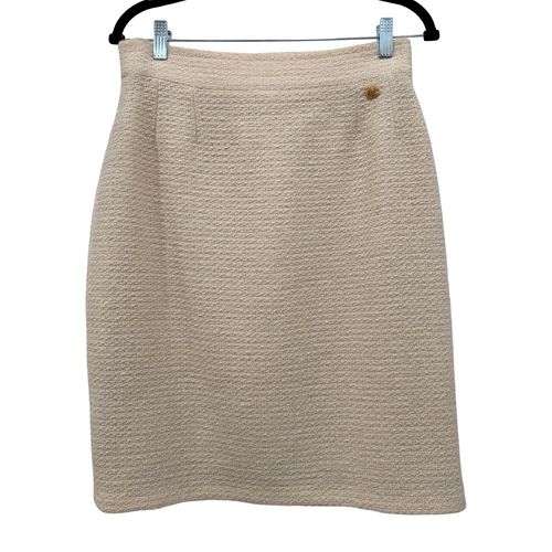Chanel Ivory Wool Skirt Midi