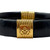Loewe Black Leather Bangle with Gold Anagram Logo