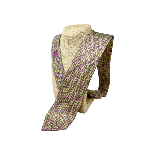 Hermes Green & Purple Pattern Tie
