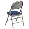 2 Pk. TYCOON Series Ultra-Premium Triple Braced Navy Fabric Metal Folding Chair with Easy-Carry Handle