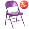 2 Pk. TYCOON COLORBURST Series Impulsive Purple Triple Braced & Double Hinged Metal Folding Chair