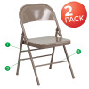 2 Pk. TYCOON Series Triple Braced & Double Hinged Beige Metal Folding Chair