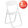 2 Pk. TYCOON Series 880 lb. Capacity Heavy Duty White Plastic Folding Chair with Built-in Ganging Brackets