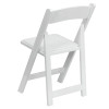 2 Pk. TYCOON Series White Wood Folding Chair with Vinyl Padded Seat